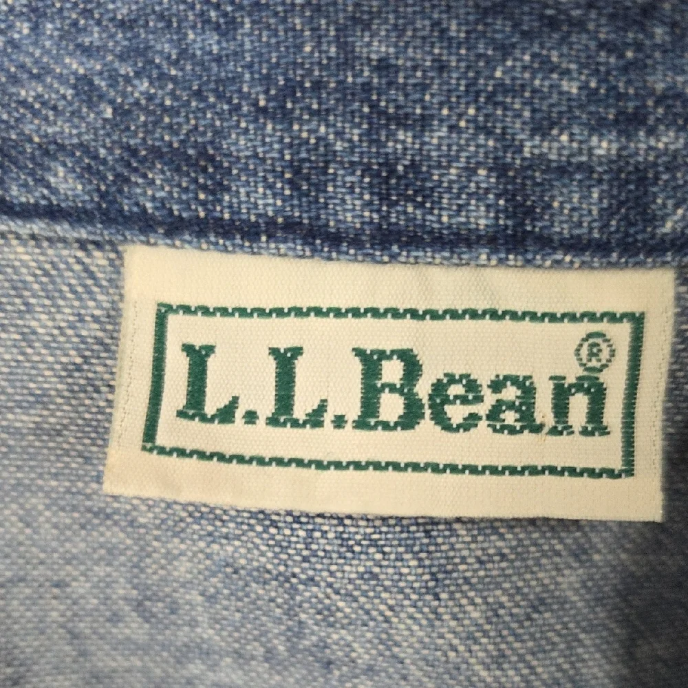 L.L. Bean Vintage Denim Button-Front Midi Dress-8 Petite - Picture 5 of 11